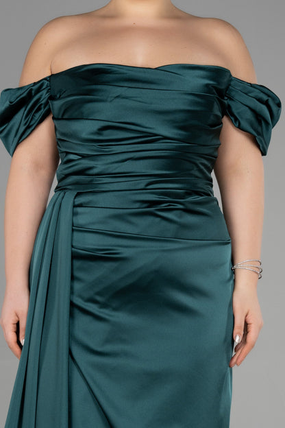 Sukienka satynowa | off shoulder, marszczenia