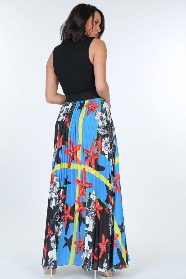 Spódnica maxi | plisowana, skórzany pasek
