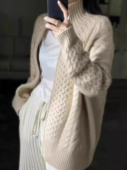 Sweter damski | golf, warkoczowy splot