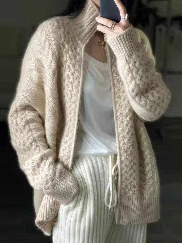 Sweter damski | golf, warkoczowy splot