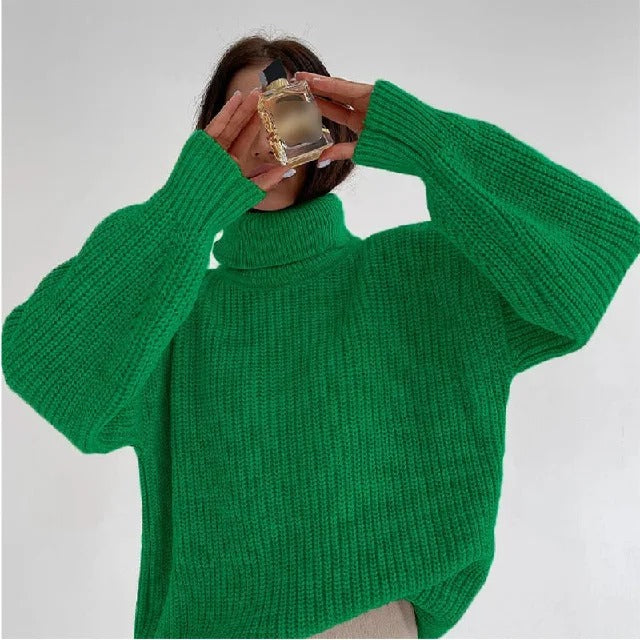 Sweter damski | golf, krój plus size