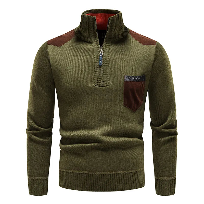 Sweter męski | golf colorblock, dwukolorowy