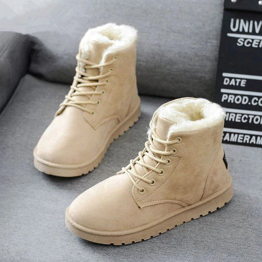 Buty zimowe damskie | futerko, sznurowanie