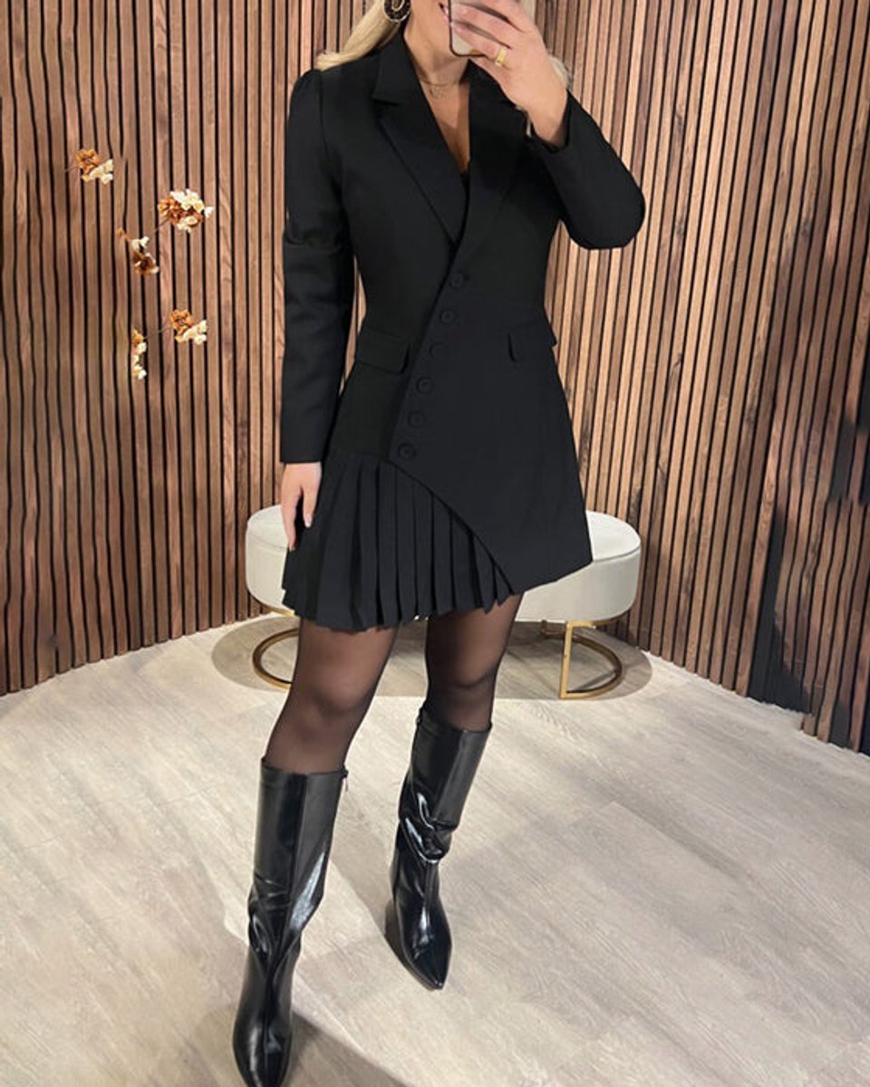 Sukienka blazer mini | plisowana spódnica